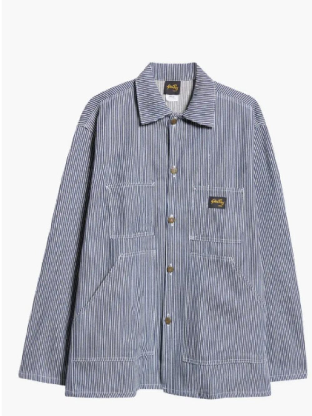 Pinstripe Cotton Button-Up Shop Jacket STAN RAY